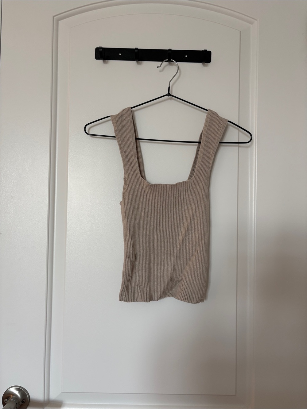 Abercrombie & Fitch Ribbed Square Tank - Beige